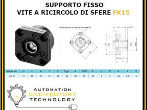 Supporto vite SFU2005 SFU2010 LATO FISSO, tipo flangiato diametro albero 15, CONTATTO ANGOLARE