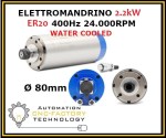 Elettromandrino Brushless H2O 2200W 24.000 RPM ER20 TONDO D80